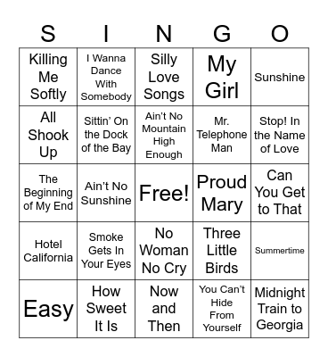 S I N G O with Kira and Sarah Bingo Card