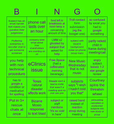 STE (Insert Dancing Pigeon Emoji) Bingo Card
