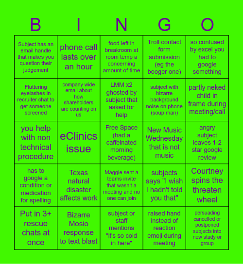 STE (Insert Dancing Pigeon Emoji) Bingo Card