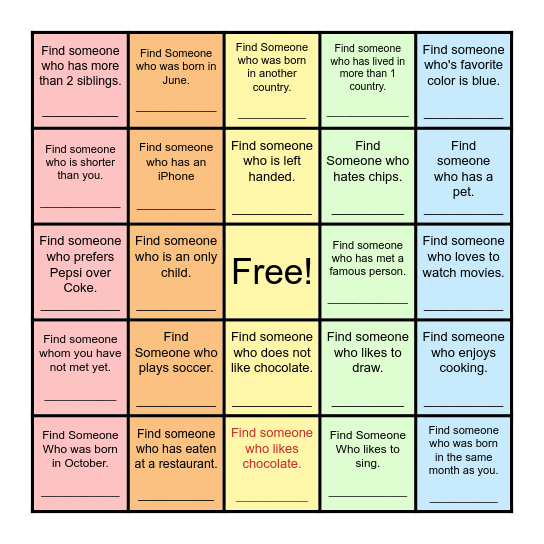 Find Someone Who... Bingo Card