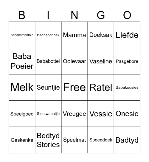 Baba Tee Bingo Card