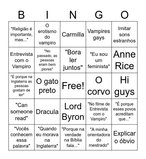 Aula do Dante Bingo Card