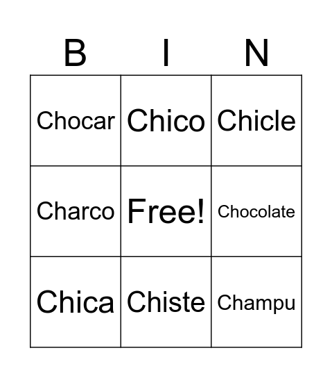 Emma Bingo Card