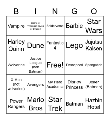 SDCC 24 Bingo Card