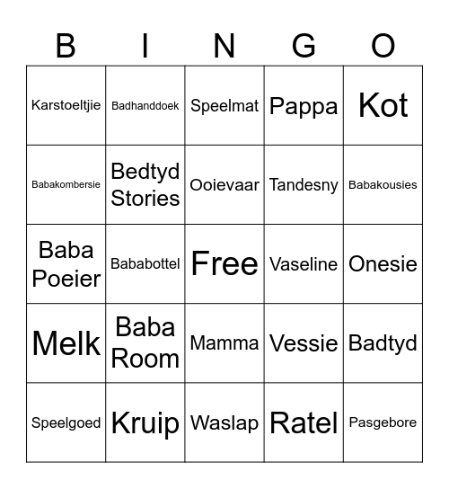 Baba Tee Bingo Card