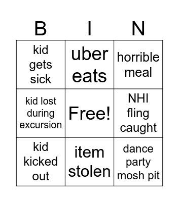 NHI Bingo Card