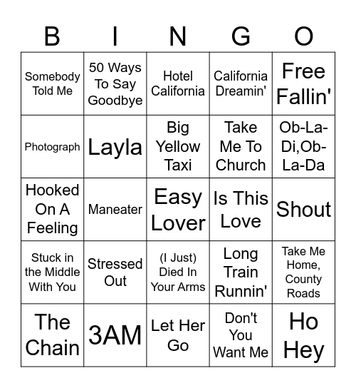 Campfire Songs Bingo Card