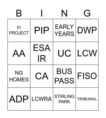 GEMAP BUS BINGO Card