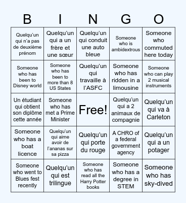World Day - Networking Bingo Card