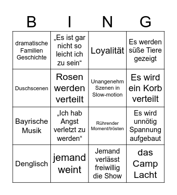 Trash Tv night Bingo Card