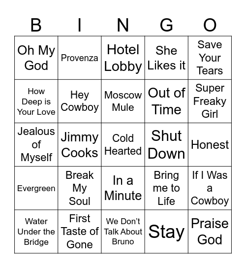 BDB Bingo 502 Bingo Card