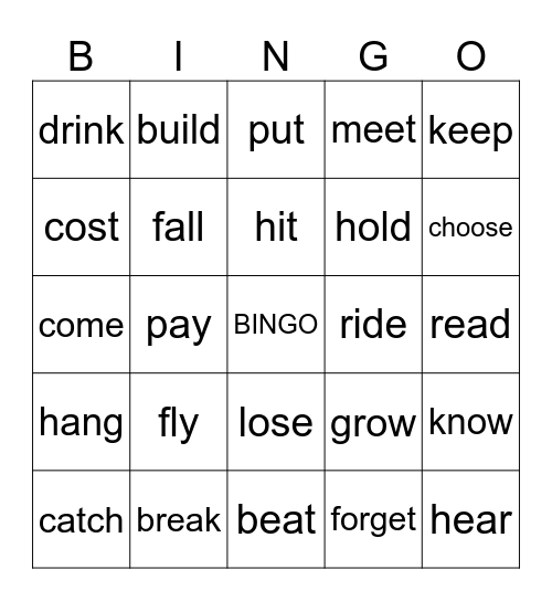 IRREGULAR VERBS Bingo Card