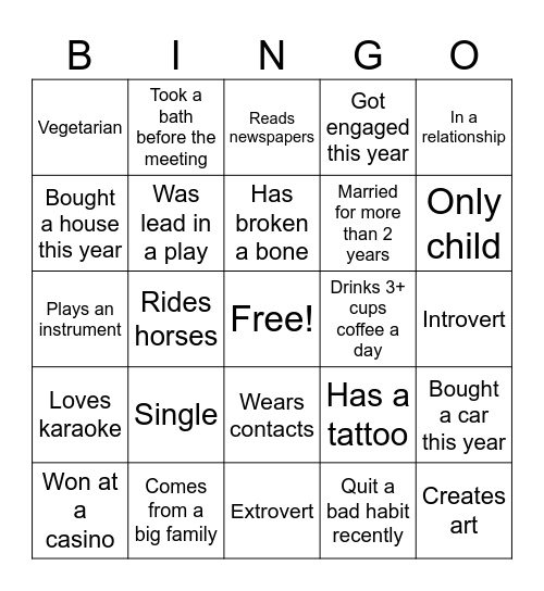 Get to Know Bingo Card