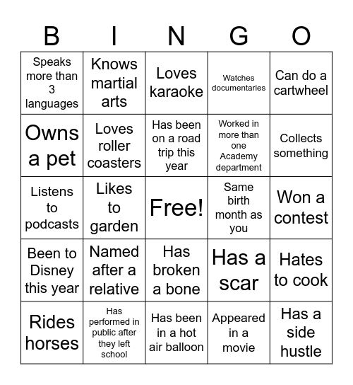 Untitled Bingo Card