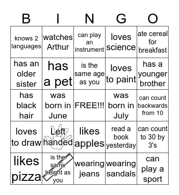 PEOPLE BINGO - Find someone who ... Bingo Card