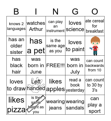 PEOPLE BINGO - Find someone who ... Bingo Card