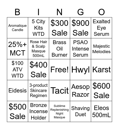 Home & Away Bingo Card