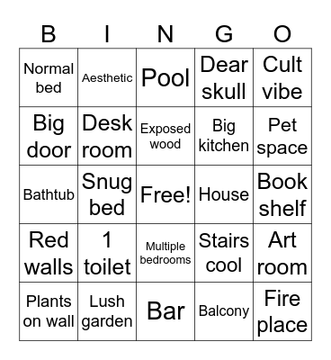 Dream house Bingo Card