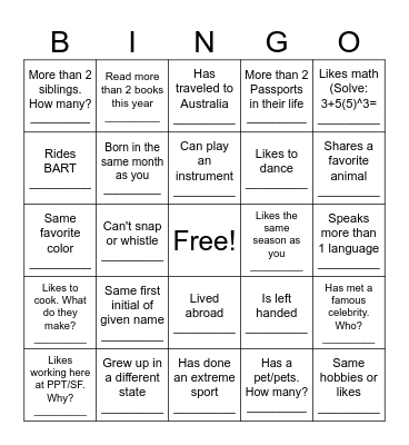 Find someone who... Bingo Card