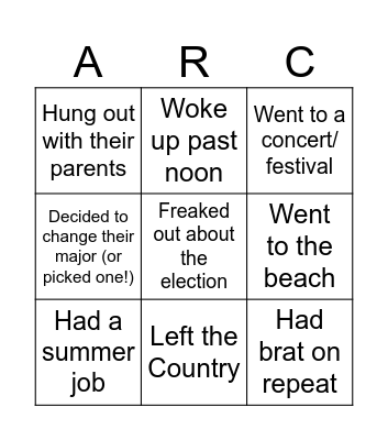 Summer 2024 Bingo Card