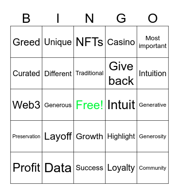 Misery Bingo Card