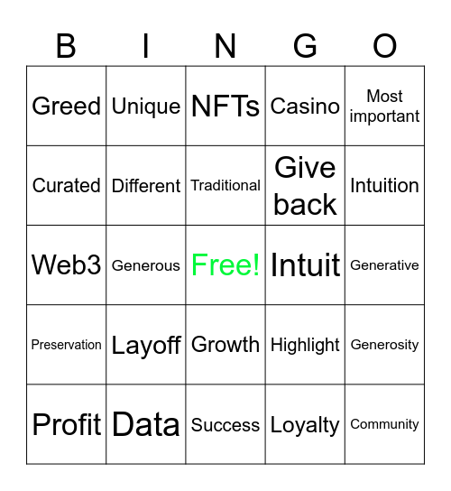 Misery Bingo Card