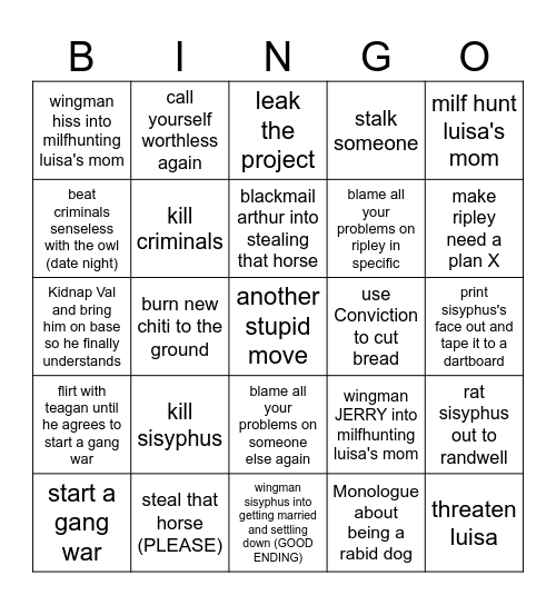 What Will Jules Knightley Do Next? Bingo Card