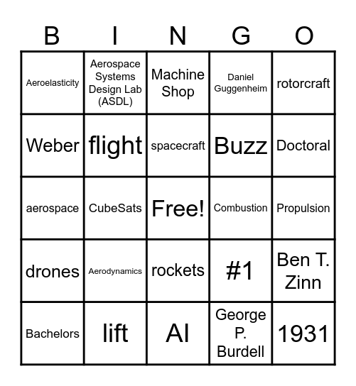 AERO BINGO Card