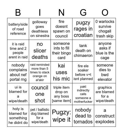 <Horizon> dusk bingo Card