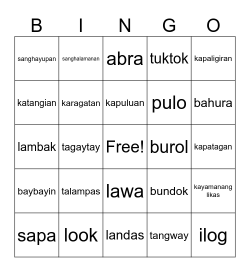 Heograpiya Bingo Card