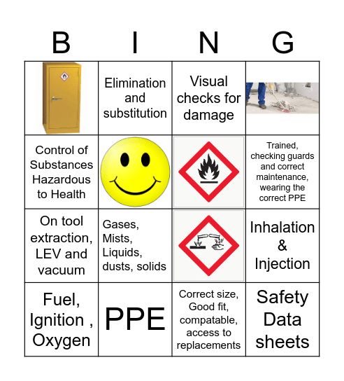 COSHH & H&S Safety Bingo Card