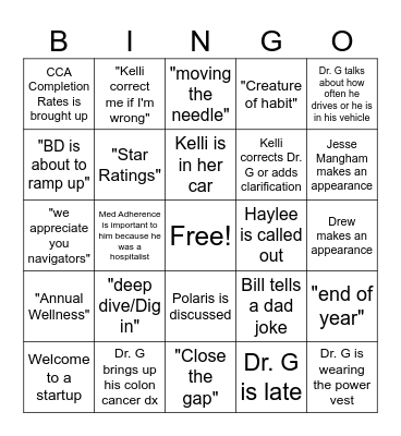 DOC TALK 7/25 Bingo Card