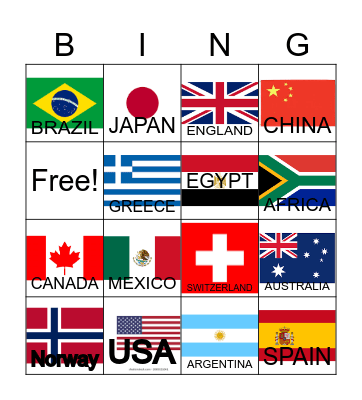 COUNTRIES!!! Bingo Card