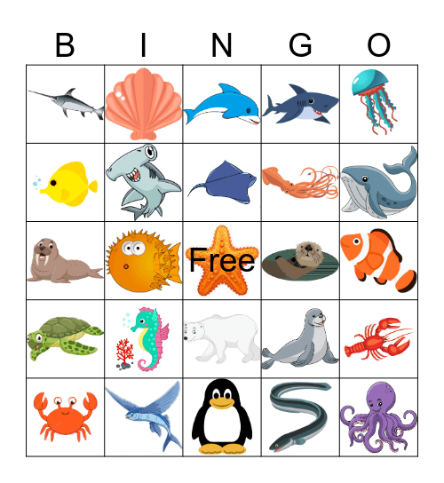 Ocean Bingo Card