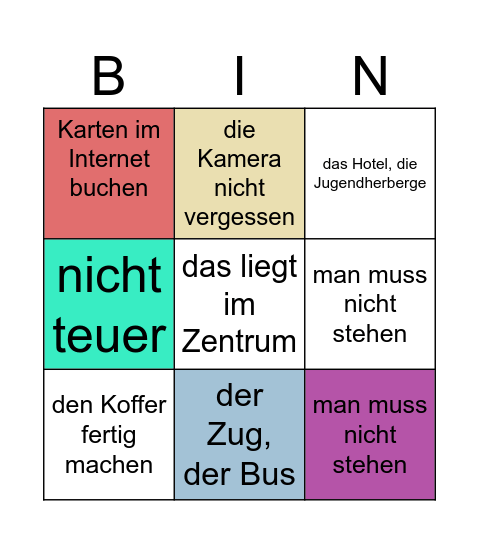 eine Reise Bingo Card