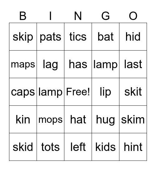 UFLI 20-28 Bingo Card