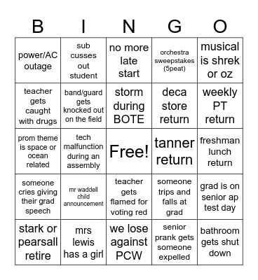 ‘24-‘25 Bingo Card
