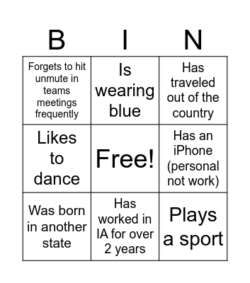 IA ALL Staff Bingo Card