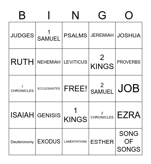 BIBLE Bingo Card