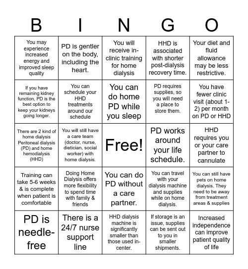 Home Modalities Bingo Card