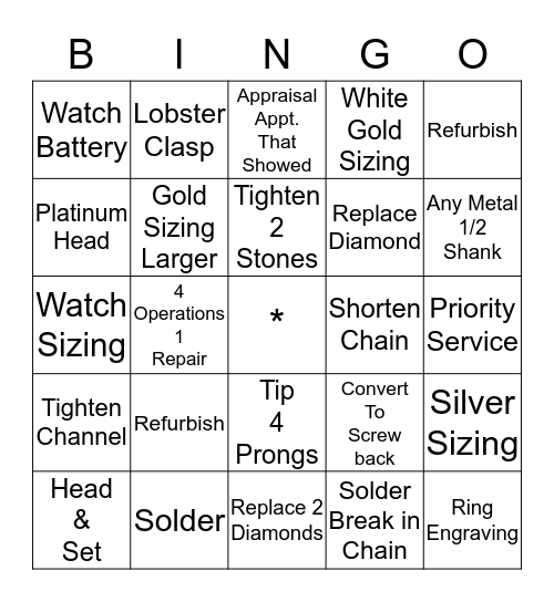 REPAIR Bingo Card