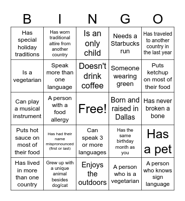 Work Place Bingo Card