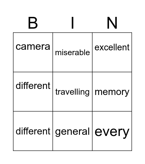 Dropped syllables Bingo Card