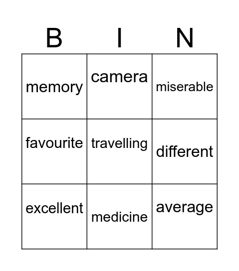 Dropped syllables Bingo Card