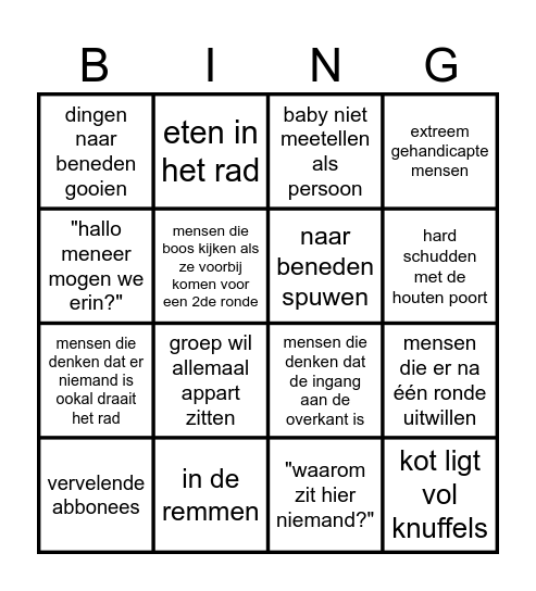 Reuzenrad Bingo Card