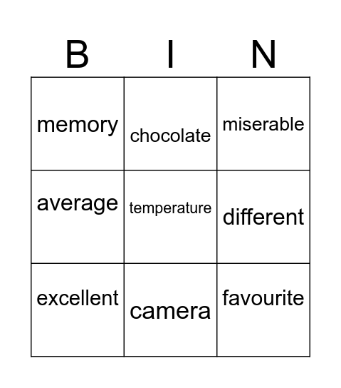 Dropped syllables Bingo Card