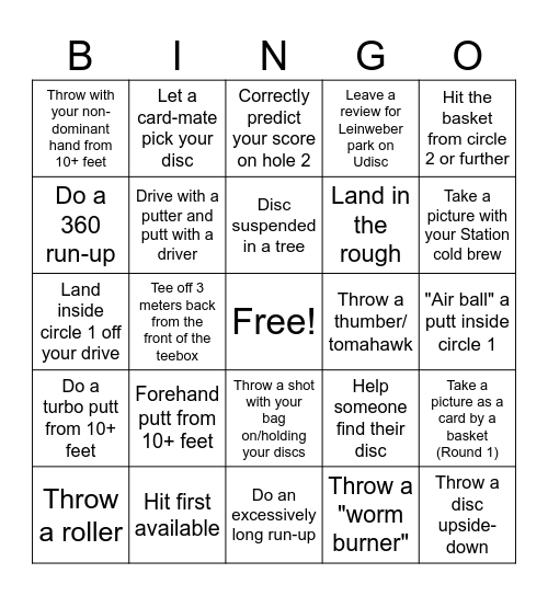 SDUCT Bingo Card