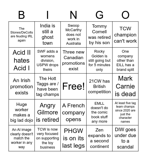 Pisswank TWIX Bungo Bingo Card