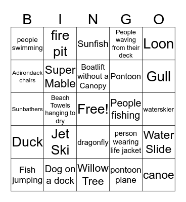 Boating Bingo Card