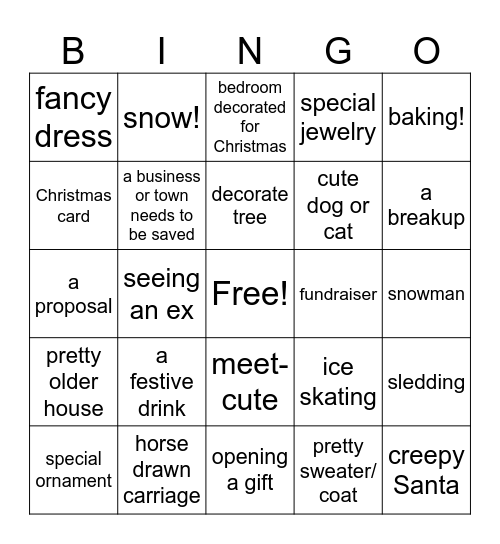 Netflix Christmas Movie Bingo Card